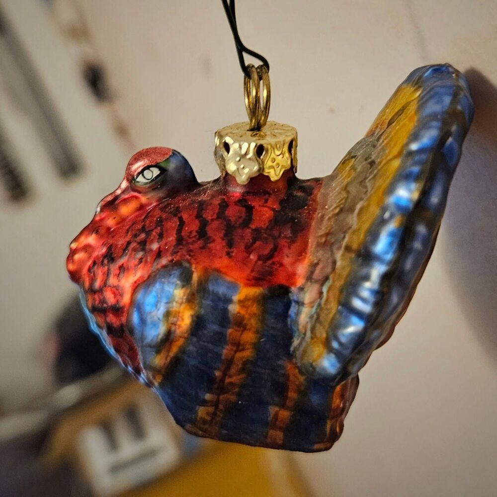 VINTAGE DEPT 56 BLOWN GLASS TURKEY ORNAMENT